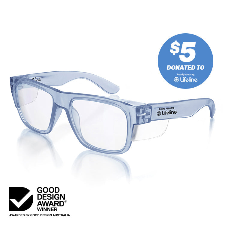 SafeStyle FBLC100 Fusions Blue Frame Clear Safety Glasses