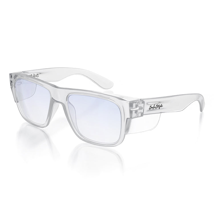 Safe Style FCB100 Fusions Clear Frame/Blue Light Blocking UV400 Safety Glasses