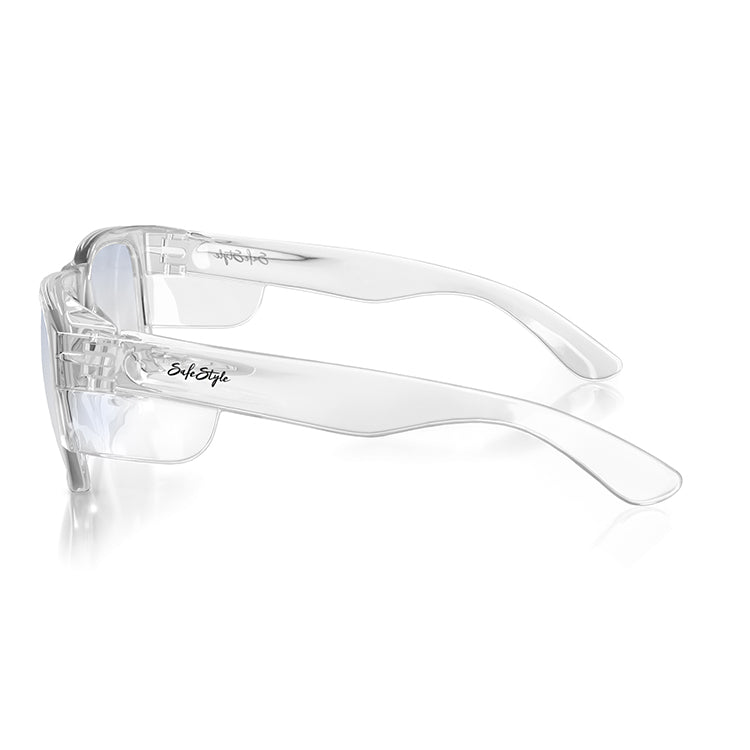 Safe Style FCB100 Fusions Clear Frame/Blue Light Blocking UV400 Safety Glasses