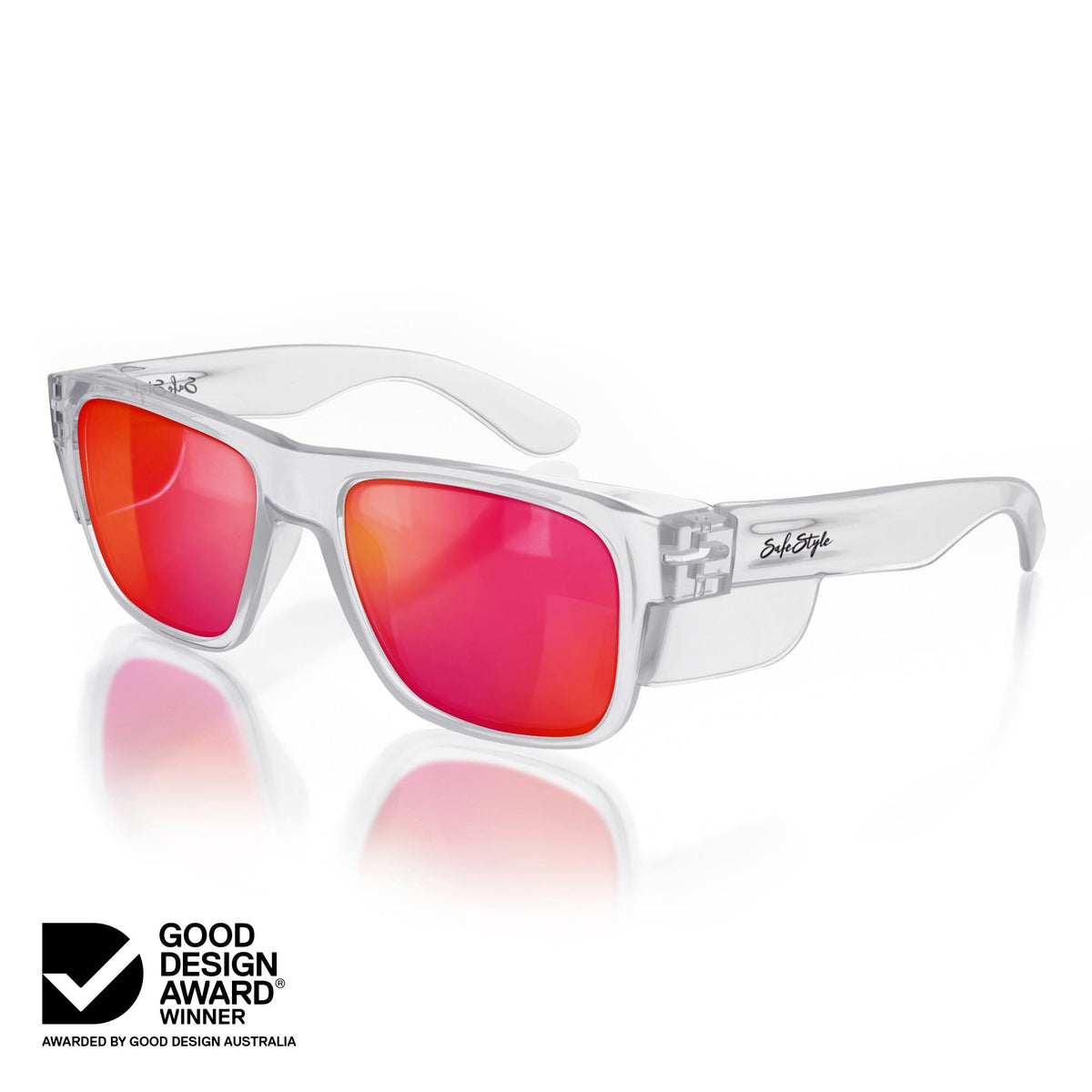 SafeStyle FCRP100 Fusions Clear Frame Mirror Red Polarised Safety Glasses