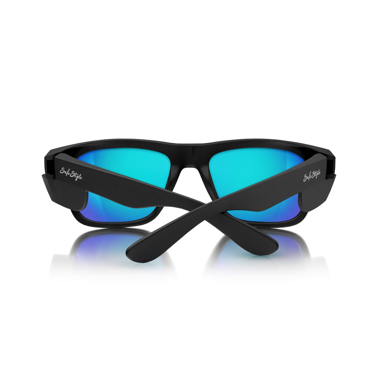 SafeStyle FMBBP100 Fusions Matte Black Frame Mirror Blue Polarised Safety Glasses