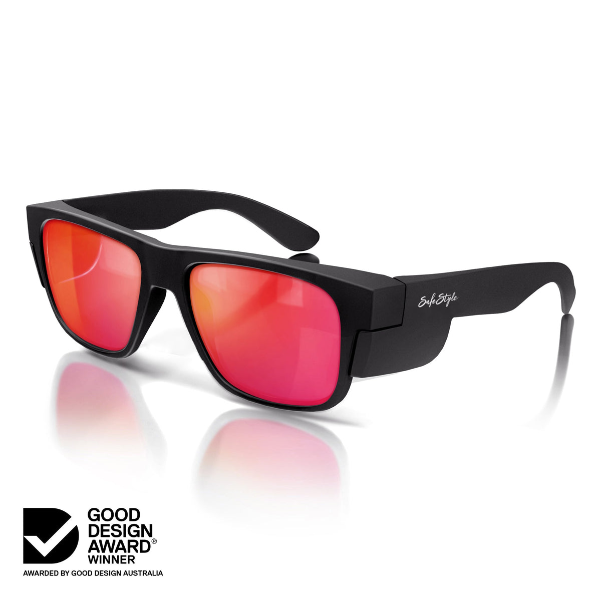 SafeStyle FMBRP100 Fusions Matte Black Frame Mirror Red Polarised Safety Glasses
