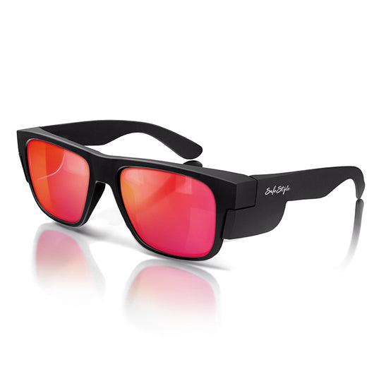 Safe Style FMBRP100 Fusions Matte Black Frame/Mirror Red Polarised UV400 Safety Glasses