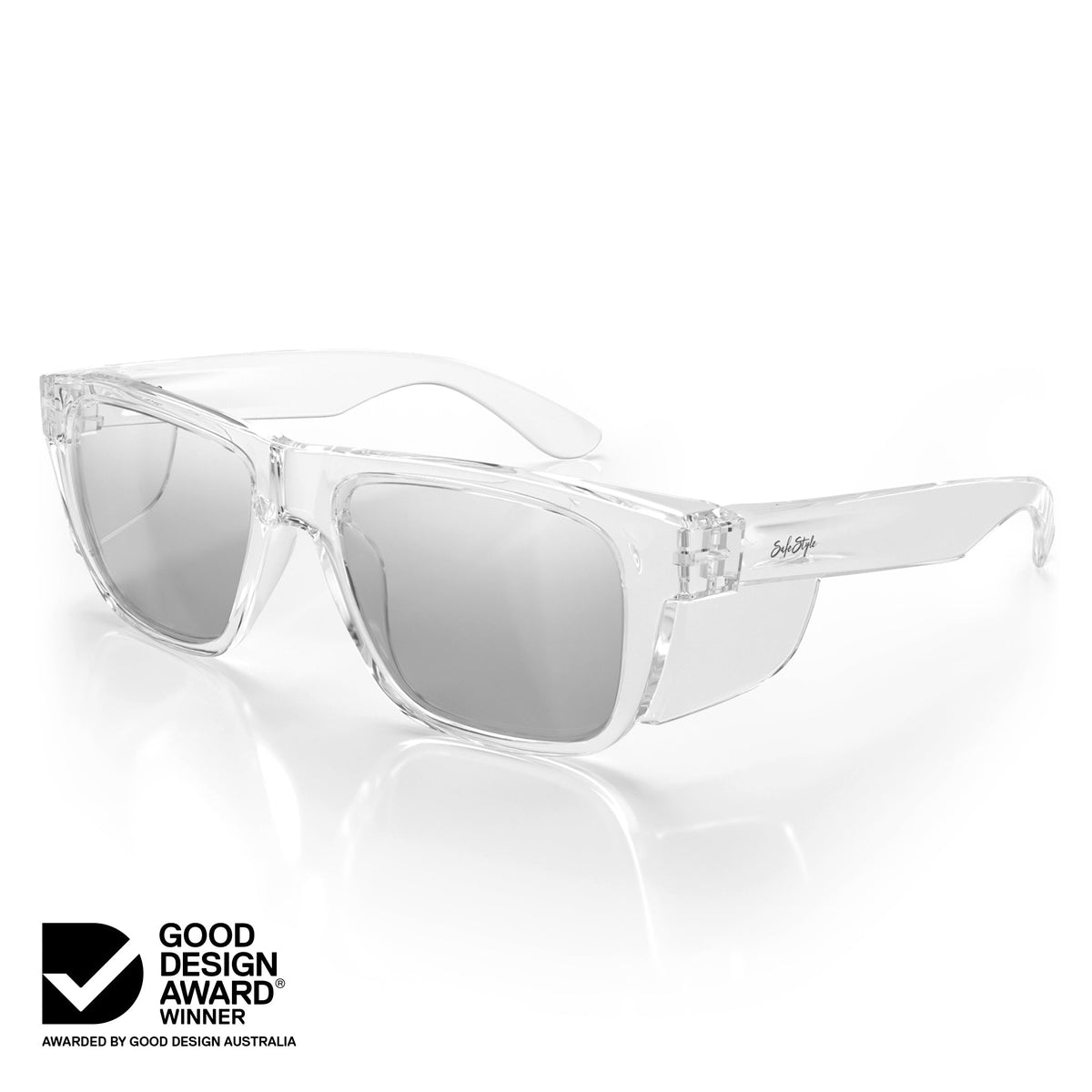 SafeStyle SFU071-010703 Fusions XL Clear Frame Hybrids Photochromic Safety Glasses