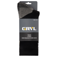 GRVL Socks - Rebar Sorbtek Performance 4 Pack showcasing moisture-wicking technology and durability.