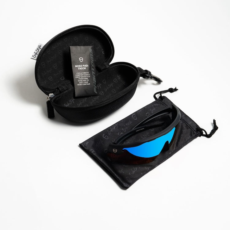 SafeStyle PHMBBT100 Phantoms Matte Black Frame Reflector Blue Safety Glasses