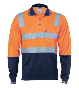 Cotton Back HiVis Two Tone Polo Shirt with CSR R/ Tape - L/S - 3818