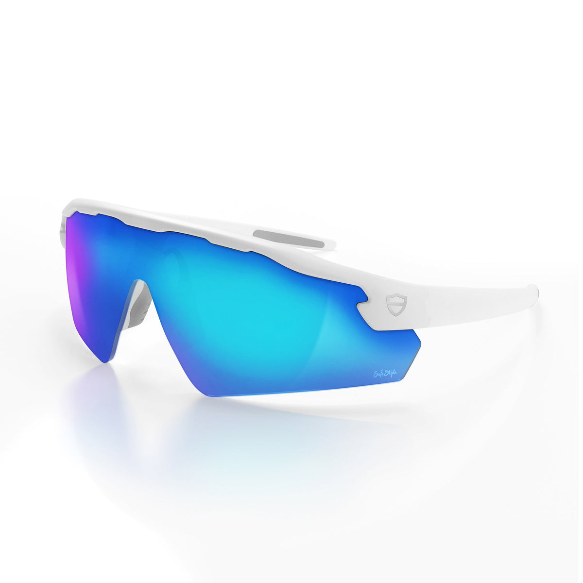 SafeStyle PHMWBT100 Phantoms Matte White Frame Reflector Blue Safety Glasses
