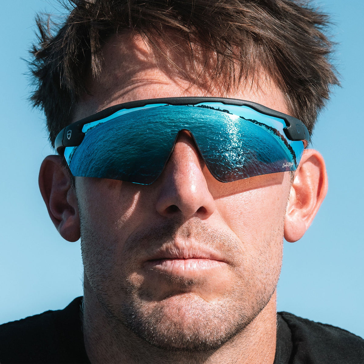 SafeStyle PHMBBT100 Phantoms Matte Black Frame Reflector Blue Safety Glasses