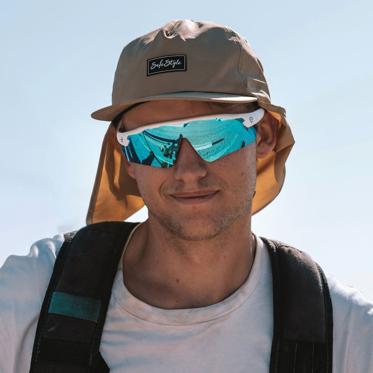 SafeStyle PHMWBT100 Phantoms Matte White Frame Reflector Blue Safety Glasses