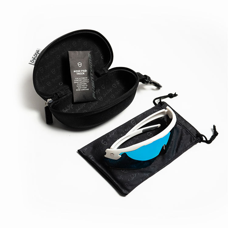 SafeStyle PHMWBT100 Phantoms Matte White Frame Reflector Blue Safety Glasses
