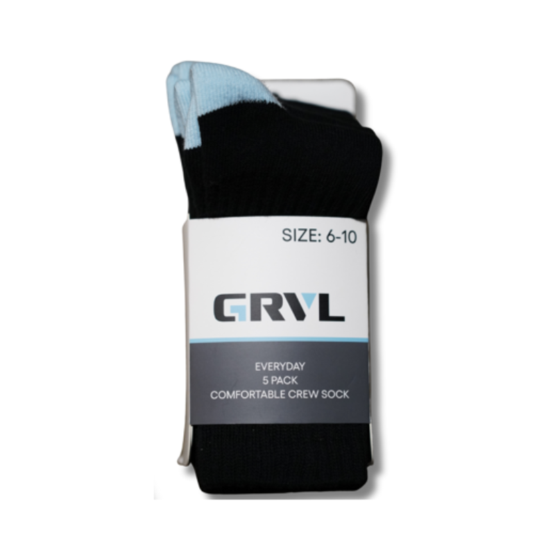 GRVL Socks - Womens Crew Everyday 5 Pack