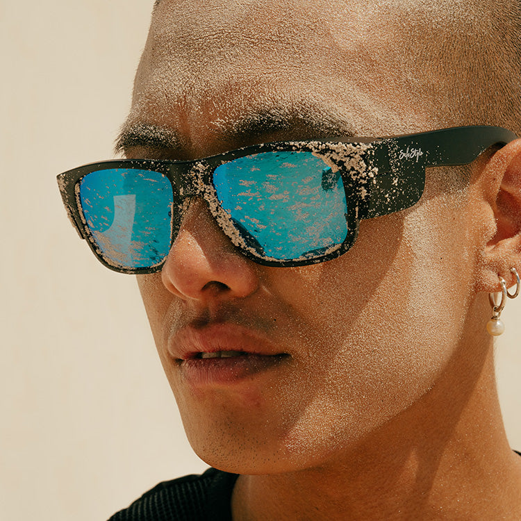 SafeStyle FMBBP100 Fusions Matte Black Frame Mirror Blue Polarised Safety Glasses