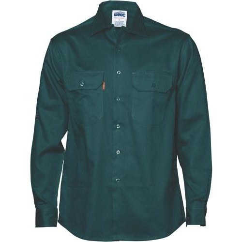 Open Front Cotton Drill Shirt - Long Sleeve 3202