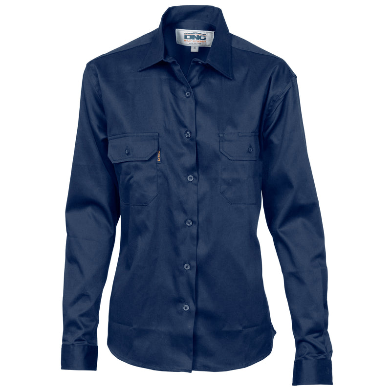 Ladies Cotton Drill Work Shirt - Long Sleeve 3232DNCLadies Cotton Drill Work Shirt - Long Sleeve 3232