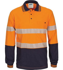 Hi Vis Segmented Tape Cotton Jersey Polo - Long Sleeve 3516