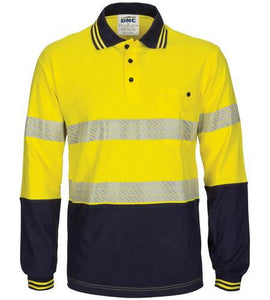 Hi Vis Segmented Tape Cotton Jersey Polo - Long Sleeve 3516