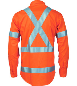 Cotton Drill Shirt X Back with CSR Reflective Tape - Long Sleeve 3546 (NSW RAIL)