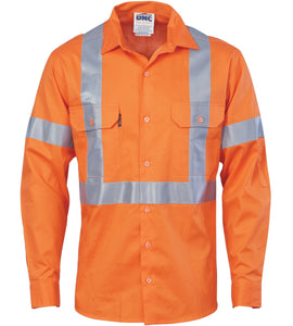 Cotton Drill Shirt X Back with CSR Reflective Tape - Long Sleeve 3546 (NSW RAIL)