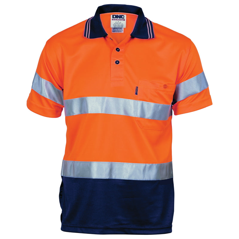 HiVis D/D Cool Breathe Polo Shirt With CSR R/Tape - Short Sleeve 3715