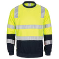 HIVIS 2 tone, crew-neck fleecy sweat shirt with shoulders, double hoop body and arms CSR R/Tape - 3723