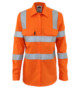 Ladies Cotton Lightweight Shirt Day/Night with CSR Reflective Tape - Long Sleeve 3742 (VIC RAIL)