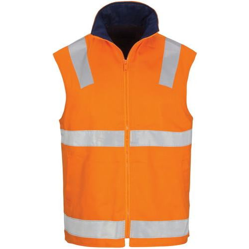 HiVis Cotton Drill Reversible Vest with Generic R/Tape 3765DNCHiVis Cotton Drill Reversible Vest