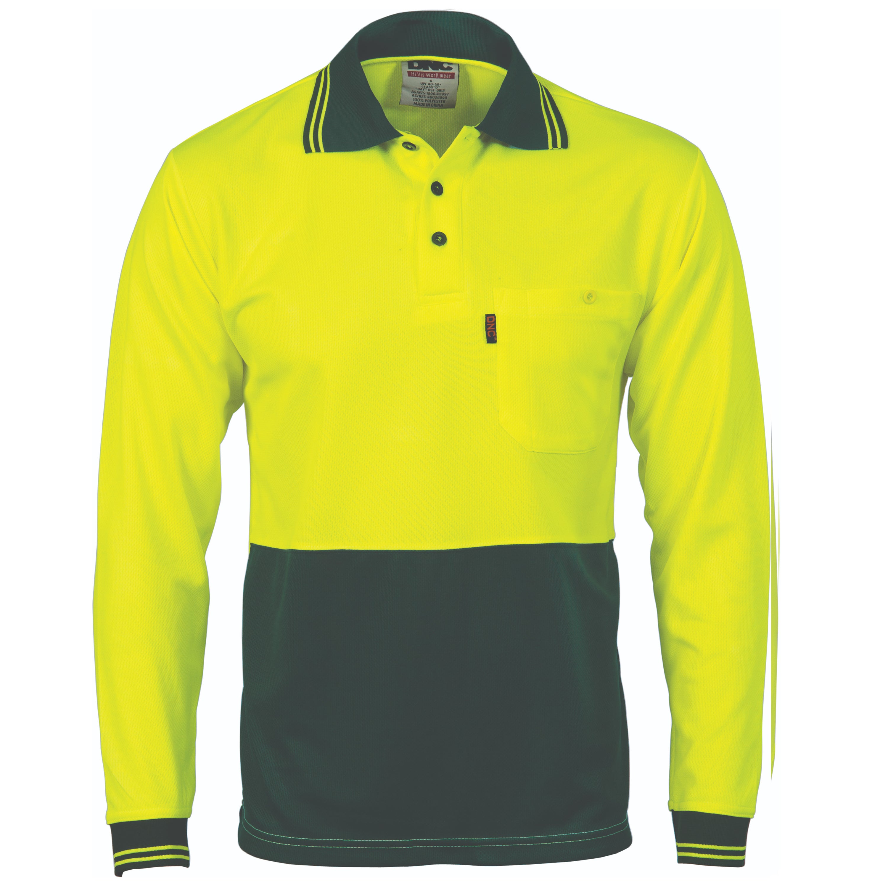 HiVis Two Tone Cool Breathe Polo Shirt Long Sleeve - 3813DNCTone Cool Breathe Polo Shirt Long Sleeve - 3813