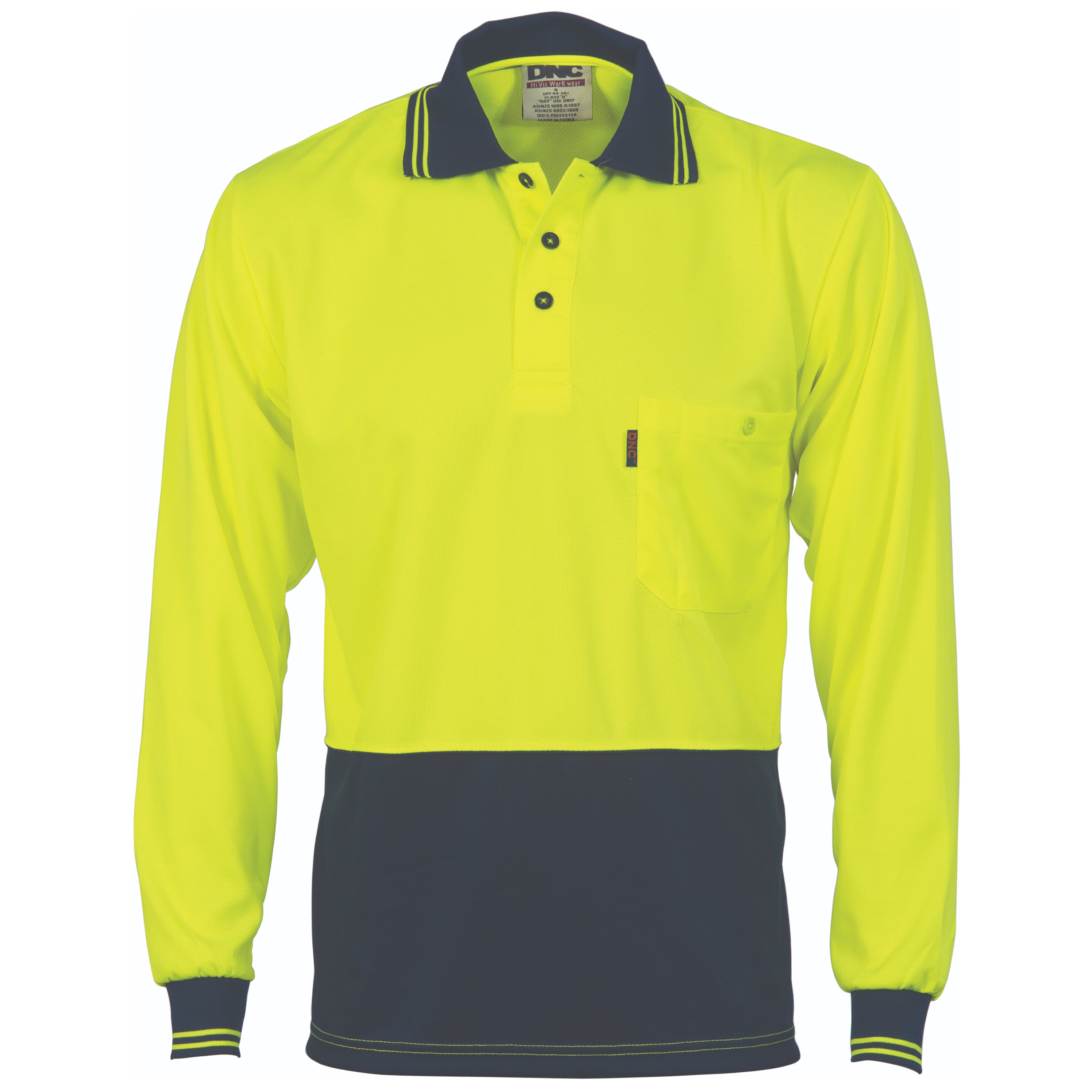 HiVis Two Tone Cool Breathe Polo Shirt Long Sleeve - 3813DNCTone Cool Breathe Polo Shirt Long Sleeve - 3813