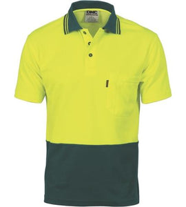 Cotton Back HiVis Two Tone Polo Shirt - Short Sleeve 3814