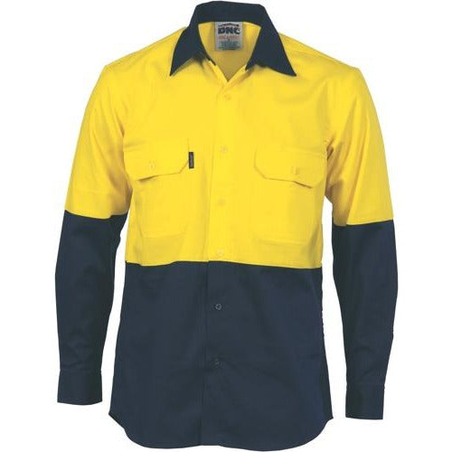 HiVis Two Tone Cotton Drill Shirt - Long Sleeve 3832