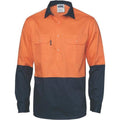 HiVis Two Tone Light Weight Closed Front Cotton Drill Shirt - Long Sleeve 3934