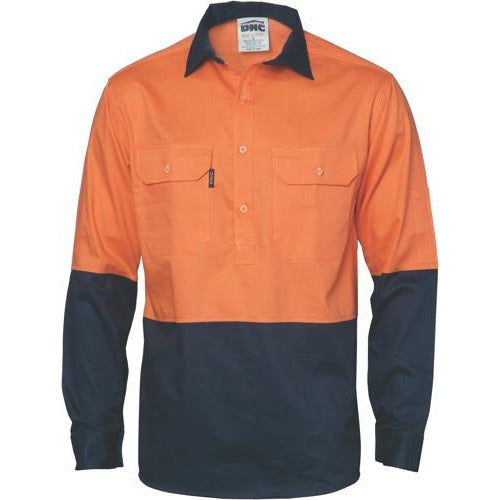 HiVis Two Tone Closed Front Cotton Drill Shirt