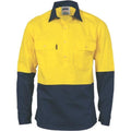 HiVis Two Tone Light Weight Closed Front Cotton Drill Shirt - Long Sleeve 3934