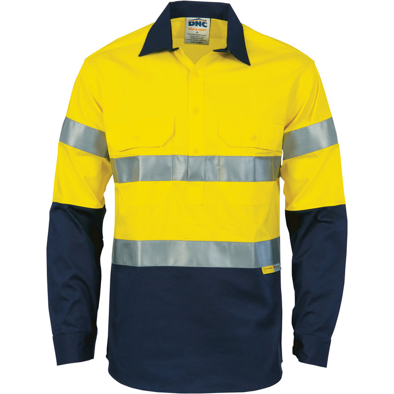 HiVis Close Front Cotton Drill Shirt with 3M R/Tape 3849