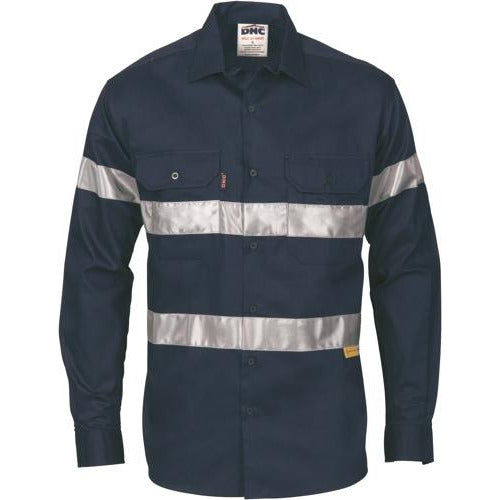 HiVis Cool-Breeze Cotton Shirt with 3M 8910 R/Tape - Long sleeve - 388DNCHiVis Cool-Breeze Cotton Shirt
