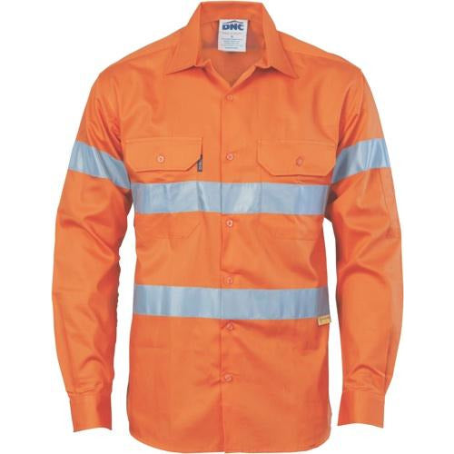 HiVis Cool-Breeze Cotton Shirt with 3M 8910 R/Tape - Long sleeve - 388DNCHiVis Cool-Breeze Cotton Shirt