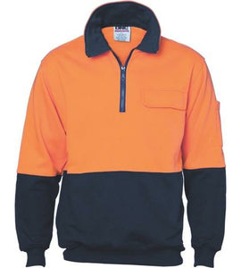 HiVis Two Tone 1/2 Zip Cotton Fleecy Windcheater 3923