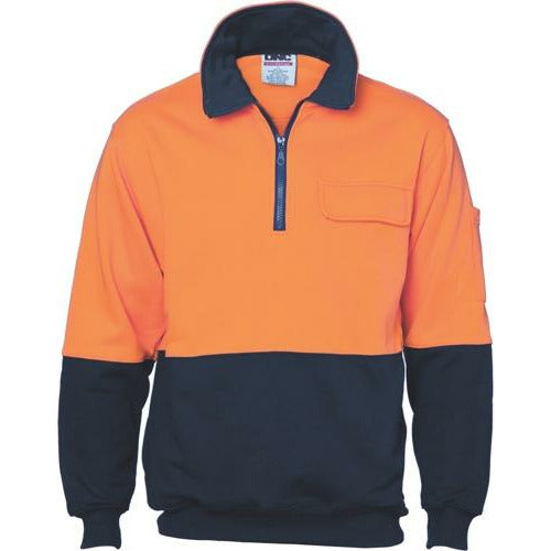 HiVis Two Tone 1/2 Zip Cotton Fleecy Windcheater 3923