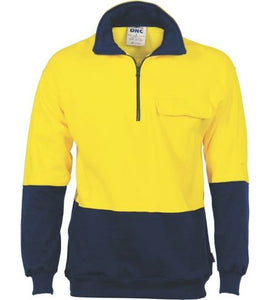 HiVis Two Tone 1/2 Zip Cotton Fleecy Windcheater 3923