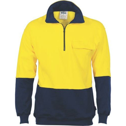 HiVis Two Tone 1/2 Zip Cotton Fleecy Windcheater Australia