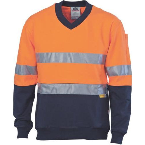 HiVis Two Tone Cotton Fleecy Sweat Shirt V-Neck with 3M R/Tape 3924DNCTone Cotton Fleecy Sweat Shirt