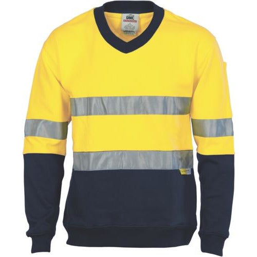 HiVis Two Tone Cotton Fleecy Sweat Shirt V-Neck with 3M R/Tape 3924DNCTone Cotton Fleecy Sweat Shirt