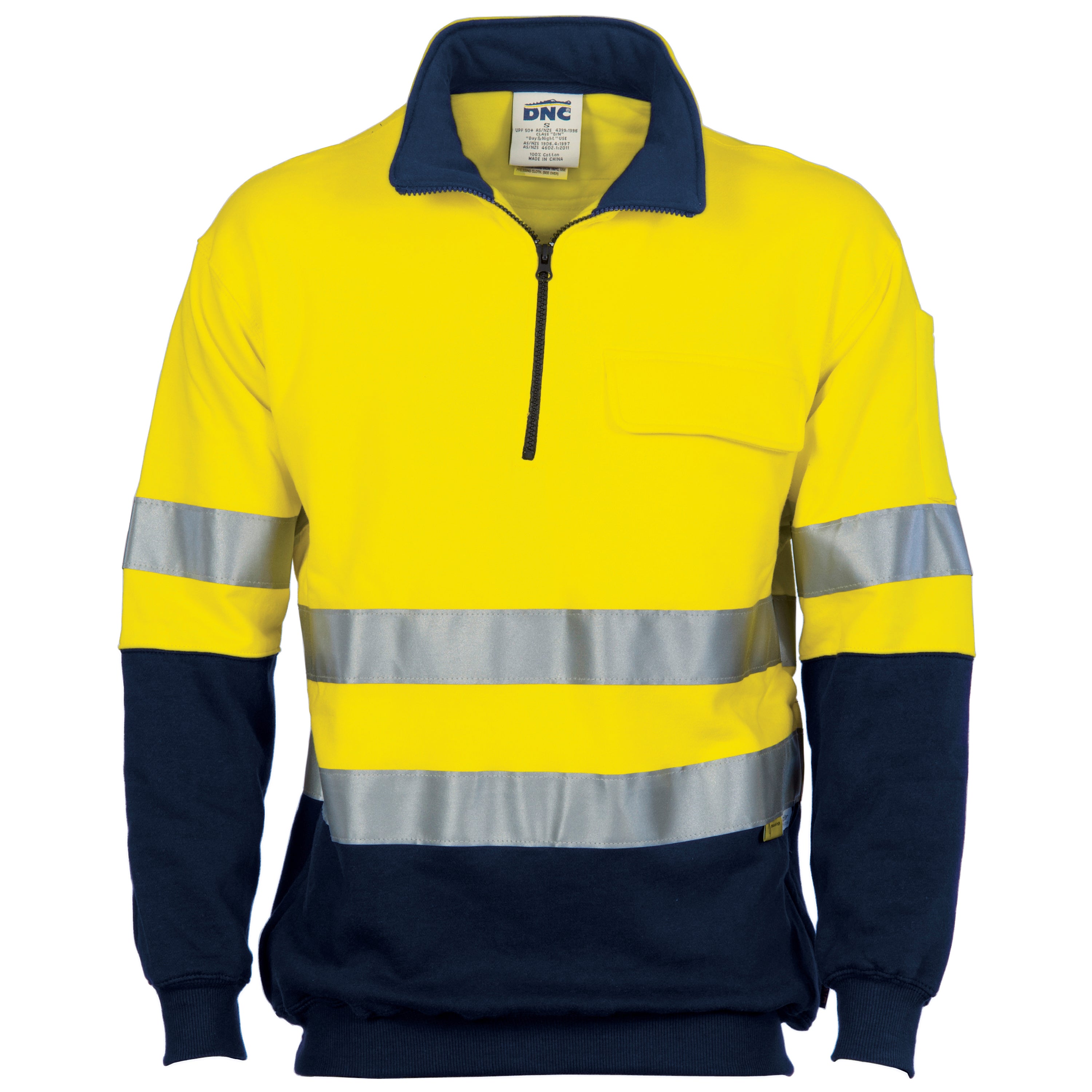 HiVis Two Tone 1/2 Zip Cotton Fleecy Windcheater with 3M R/Tape 3925