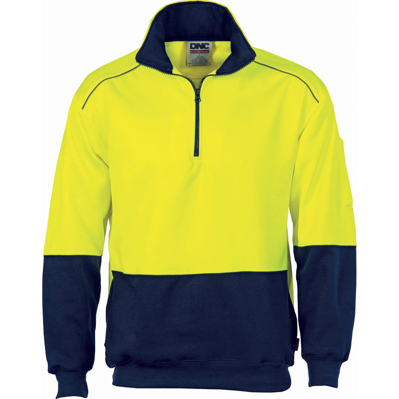 HiVis Two Tone 1/2 Zip Reflective Piping Sweat Shirt 3928DNCHiVis
