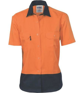 Ladies HiVis 2 Tone Cool-Breeze Cotton Shirt - Short Sleeve 3939