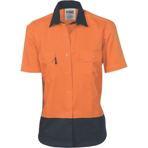 Ladies HiVis 2 Tone Cool-Breeze Cotton Shirt - Short Sleeve 3939