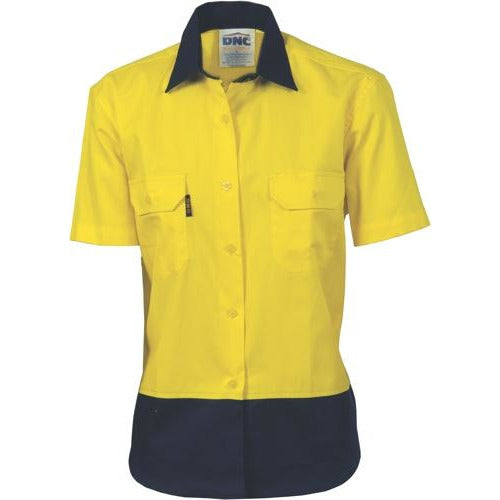 Ladies HiVis 2 Tone Cool-Breeze Cotton Shirt - Short Sleeve 3939