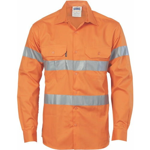 HiVis Cool-Breeze Closed Front Cotton Shirt with Generic R/Tape - Long sleeve 3967