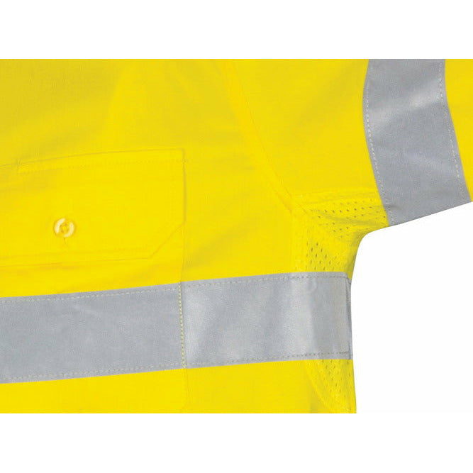 HiVis Cool-Breeze Closed Front Cotton Shirt with Generic R/Tape - Long sleeve 3967